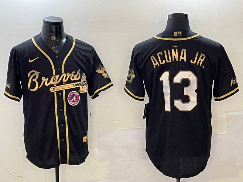 Men Atlanta Braves #13 Acuna jr Black gold Game 2025 Nike MLB Jersey style 1->atlanta braves->MLB Jersey